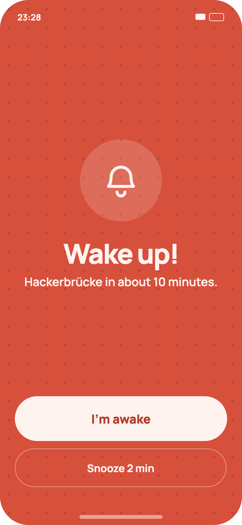 BohoWay wake-up alarm screen