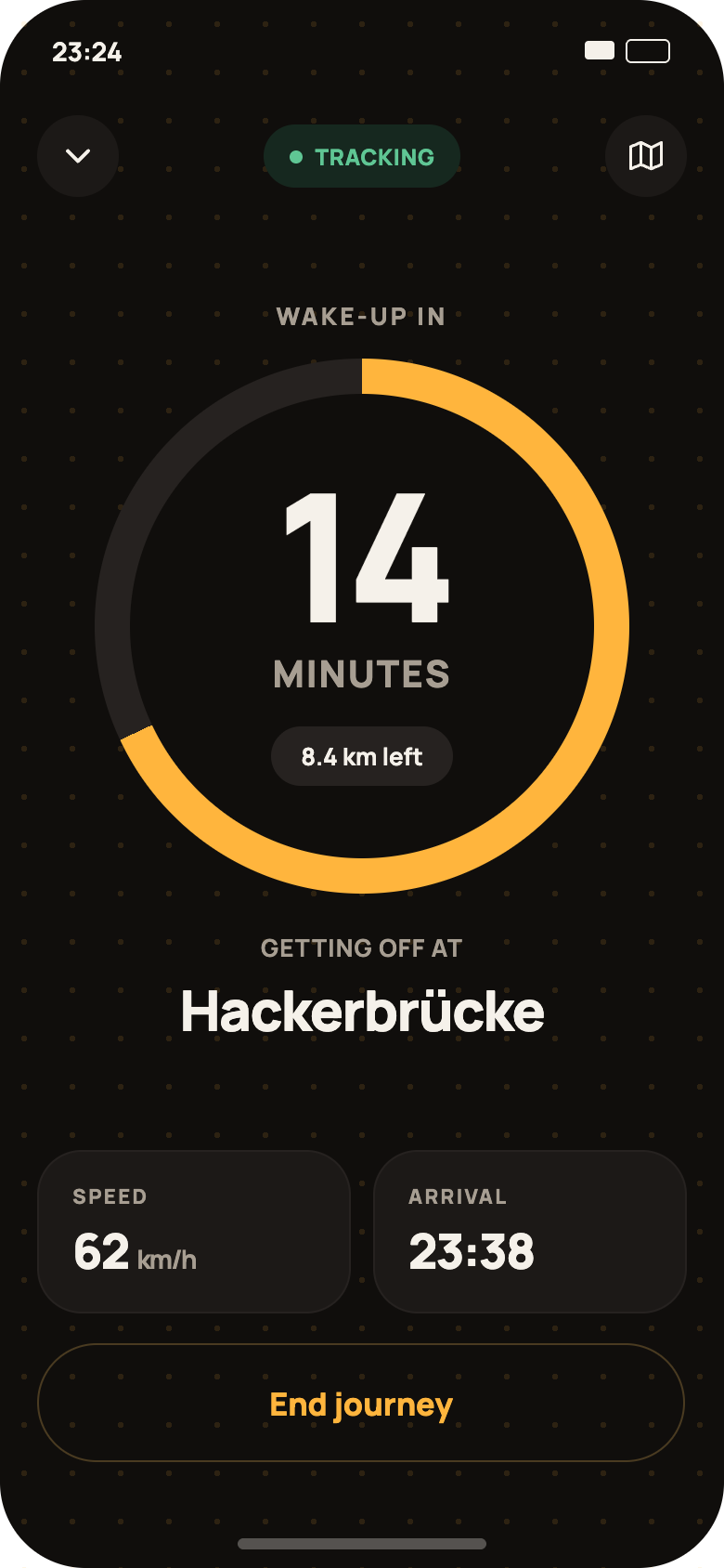 BohoWay journey tracking screen