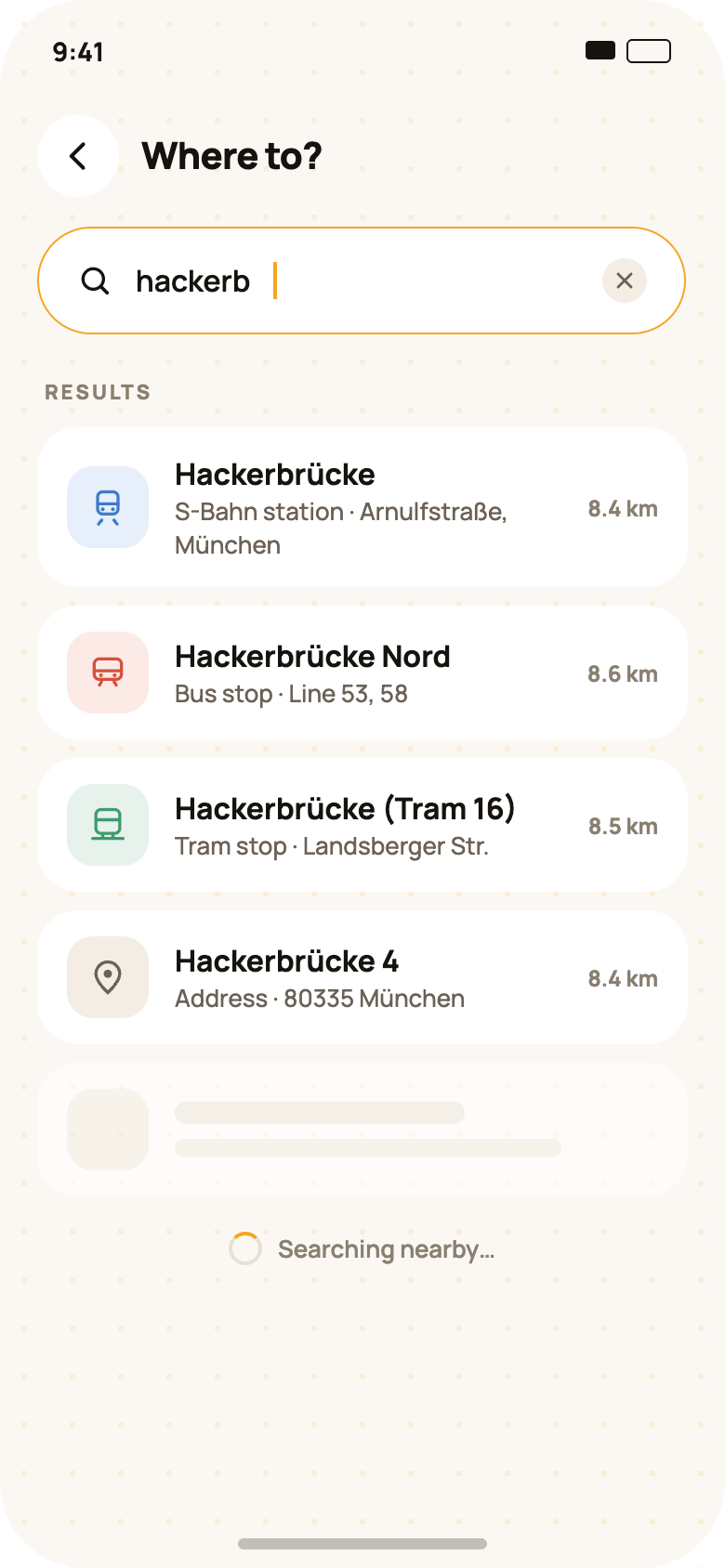BohoWay destination search screen
